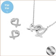 Silverworks Intertwined Heart Earrings and Necklace Set - Silver