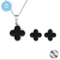 Silverworks 4 Leaf Clover Earrings and Necklace Set X4204