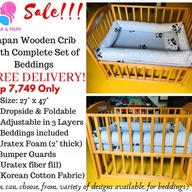 Wooden Crib with Complete Set of Beddings