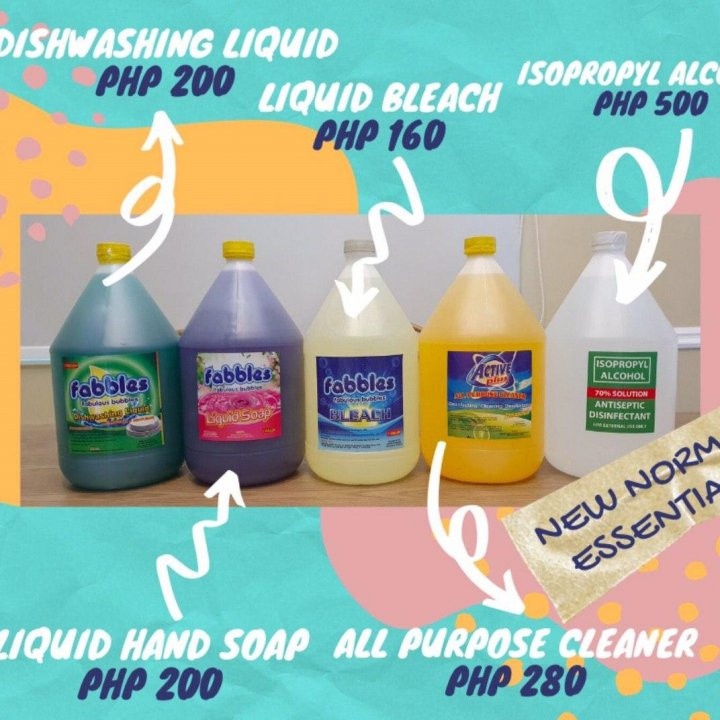 Alcohol, Liquid Bleach, Dishwashing Liquid, Liquid Hand Soap, Disinfectant at 160.00 from City