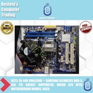 INTEL E8-400 DUALCORE + SAMSUNG G41MO3S1 DDR-3, LGA 775 SOCKET SUPPORTED,  MOTHERBOARD BUNDLE, USED.