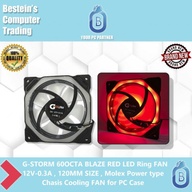 G-STORM OCTA BLAZE RED LED Ring FAN, 12V-0.3A, 120MM SIZE, Molex Power type, Chasis Cooling FAN