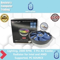 INPLAY CPU Cooling Fan RGB Lighting, 2000 RPM,  3 Pin Air Cooler Radiator for Intel and AMD