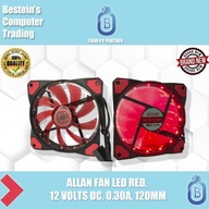 FAN LED RED, 12 VOLTS DC, 0.30A, 120MM, ALLAN