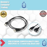 USB EXTENSION, COMPUTER QUALITY CABLE, HIGH SPEED  2.0, 1.5 meter long, Black color