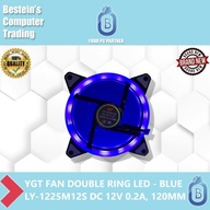 YGT FAN DOUBLE RING LED - BLUE, LY-1225M12S DC 12V 0.2A, 120MM