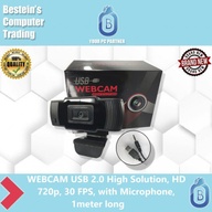 WEBCAM USB 2.0 High Solution, HD 720p, 30 FPS, with Microphone, 1meter long