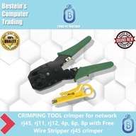 CRIMPING TOOL crimper for network rj45, rj11, rj12, 4p, 6p, 8p with Free Wire Stripper rj45 crimper