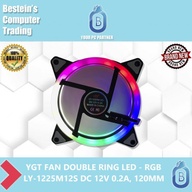 YGT FAN DOUBLE RING LED - RGB, LY-1225M12S DC 12V 0.2A, 120MM