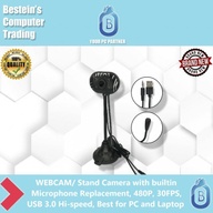WEBCAM/ Stand Camera with builtin Microphone Replacement, 480P, 30FPS, USB 3.0 Hi-speed, Best for PC