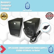 UPS 650VA SECURE (UNINTERRUPTED POWER SUPPLY), 220VAC/ 455Watts, 4x Outlet