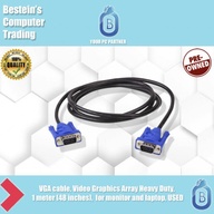 VGA cable, Video Graphics Array Heavy Duty, 1 meter (48 inches),  for monitor and laptop, USED