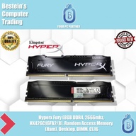 Hyperx Fury (8GB DDR4, 2666mhz, HX426C16FB2/8), Random Access Memory (Ram), Desktop, DIMM, CL16