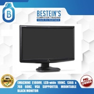 EMACHINE E180HV, LCD-wide 19INC, 1366 x 768 60HZ, VGA SUPPORTED, MOUNTABLE BLACK MONITOR