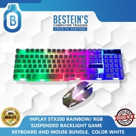 INPLAY STX200 RAINBOW/ RGB SUSPENDED BACKLIGHT GAME KEYBOARD AND MOUSE BUNDLE,  COLOR WHITE