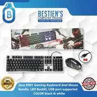 Zeus K001 Gaming Keyboard And Mouse Bundle, LED Backlit, USB port supported,