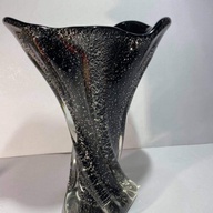Black glass vase w/ embedded silver dust