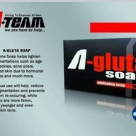 A-Gluta Soap helps whiten the skin pigmentation.