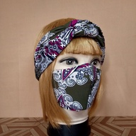 Fashionable Premium Braided Headband Type Turmask Turban Mask Set