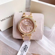 Michael Kors Women's Parker Chronograph Pink Acetate and Gold-Tone Stainless Steel Watch (MK6326)