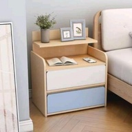 Bedside Table white with blue Drawers