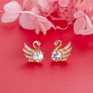 18k zircon swan earings