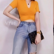 Mustard Crepe Sexy Top