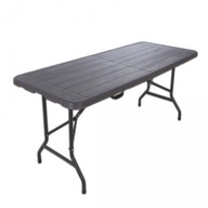 ENDURA Dahlia 6 ft Wood Grain Fold In Half Table 6 FT WOOD GRAIN FOLD-IN-HALF TABLE