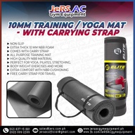 10mm Training / Yoga Mat - With Carrying Strap for Home Exercise or Gym Equipment