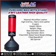 Punching Bag with Stand 5'9ft Leather High Quality for Home Exercise & Gym Equipment