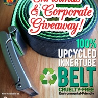 UNISEX Recycled Innertube Belt/Metal Buckle/Eco-Friendly