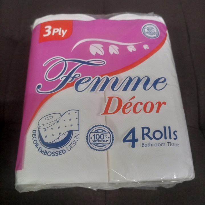 Femme bathroom tissue 3 ply 4 rolls at 99.00 from Pateros