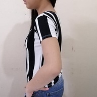 pre-loved black & white stripe blouse