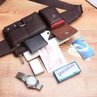 KoreanFashion Synthetic Leather Belt Bag Brown