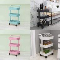 𝙎𝙩𝙤𝙧𝙖𝙜𝙚 𝘾𝙖𝙧𝙩 - 3-Tier Storage Trolley Cart with Handle and Lockable Wheels