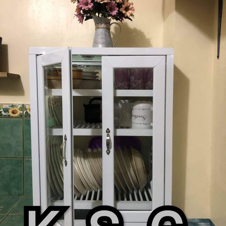 Glass and aluminum dish rack dish cabinet dish organizer at 3500.00