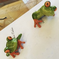 Sculptured Animal Resin Frog Set Of 2