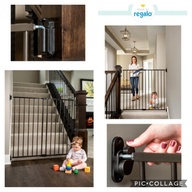 Tall Top Stairs Gate Hardware Mounted Black US