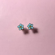 Hypoallergenic Blue Daisy Screwback Earrings