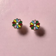 Hypoallergenic Colorful Flower Screwback Earrings