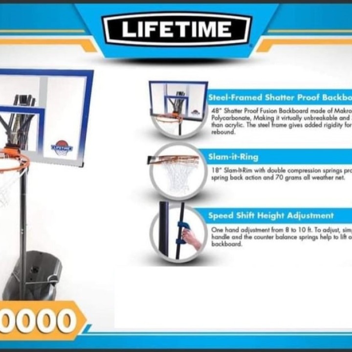 LIFETIME 90000 48" Heavy Duty Basketball Hoop 10ft at 18500.00 from