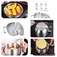 Thick Stainless Steel Noodles Ramen Insulted Double Walled Bowl Pot with Cover Lid US