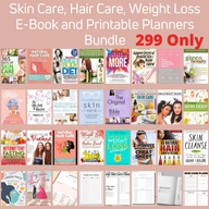 Skin Care Hair Care Weight Loss E-book and Planners, Printables Bundle in One