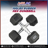 100lbs Rubber Hex Dumbbell Pair for Home Exercise or Gym Equipment