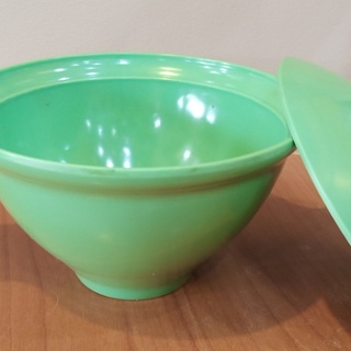 green soup bowl with cover