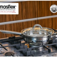 24cm Premium Stainless Steel Induction Frypan with Glass Lid