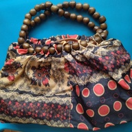 Beaded Handle Fabric Bag