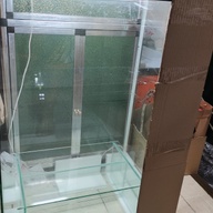 Glass cabinet with LED light & riser