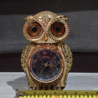 Gold 3D Owl Table atop Clock Home Decor US