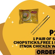 1 Pair of Stainless Chopstick, Free 1 Lucky Me Itnok Chicken wit Egg 50g